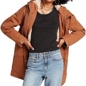 NWT Women’s Volcom 5K Parka ‘Less is More’ Large Orange Jacket Coat BRAND NEW